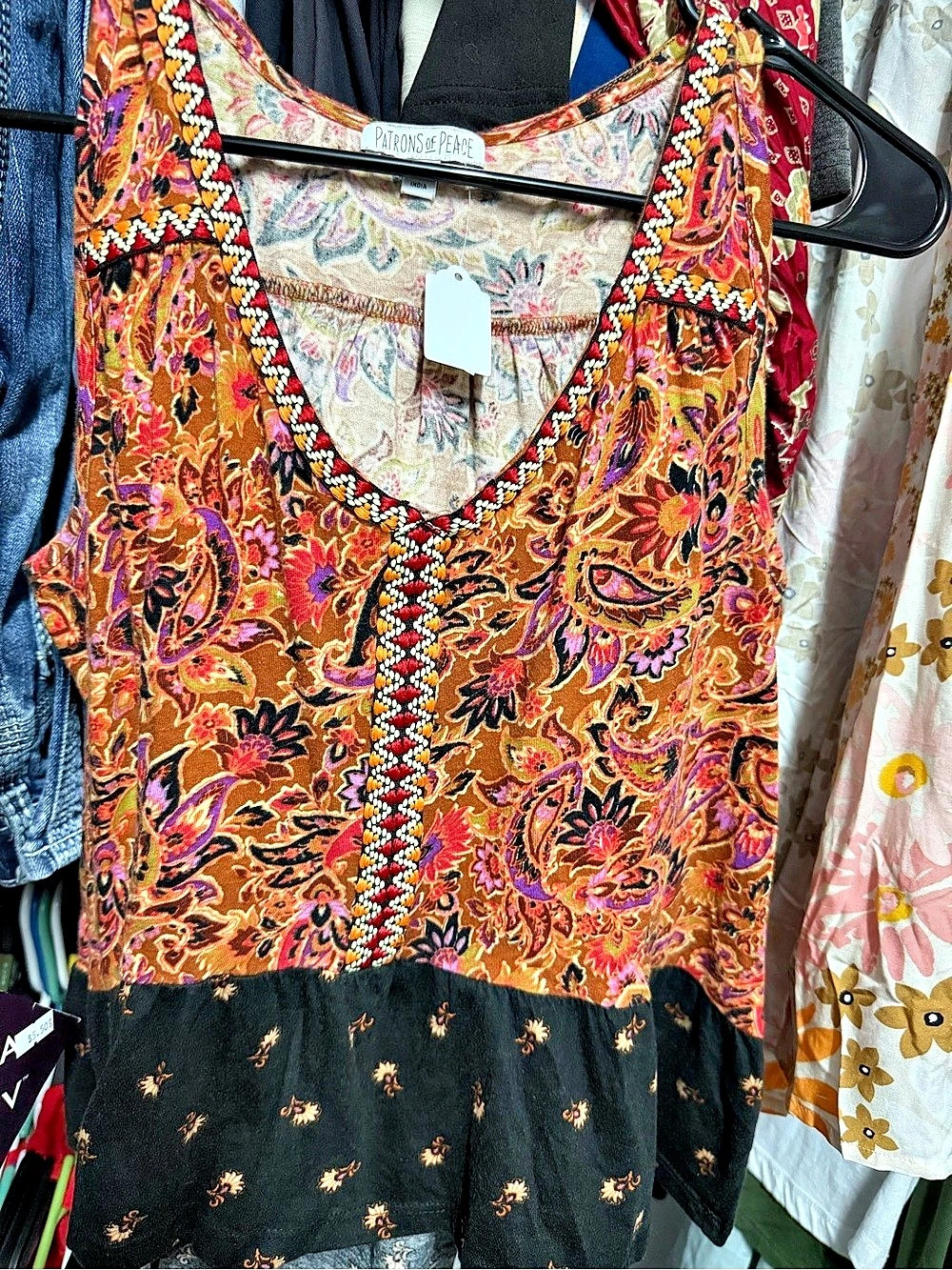 Patrons of Peace Floral Mini Dress in Brown & Black Size Small NWT